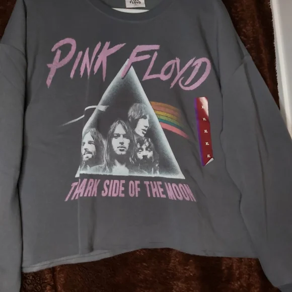 💢SOLD💢Women's Pink Floyd Cropped Top Sweatshirt- Gray - Picture 6 of 10